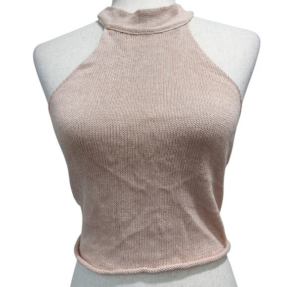 Free People Knit Halter Top XS / Small Tie Back Open Back Festival Mockneck (6) - Picture 7 of 9
